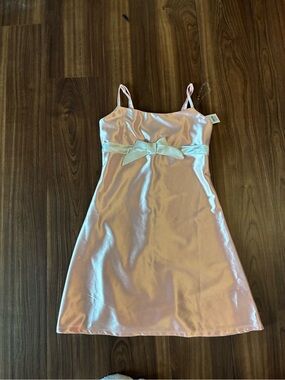 Tilly's Pink Satin Bow Slip Dress